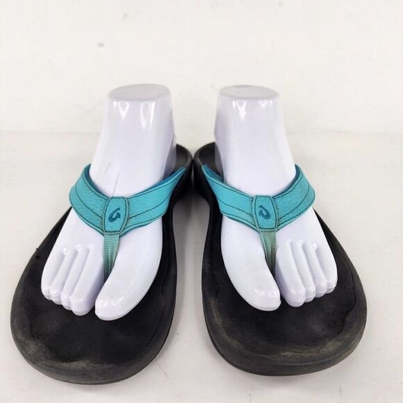 OluKai Ohana women's Thong Flip Flops US 11 Blue Slip On Slide Sandals - Picture 2 of 10